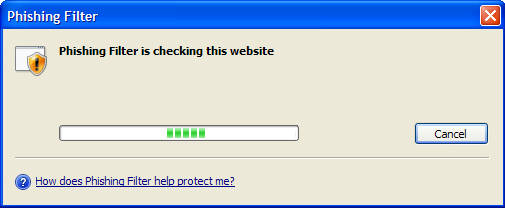 Phishing Filter - Phising Filter is checking this website - How does Phishing Filter help protect me?